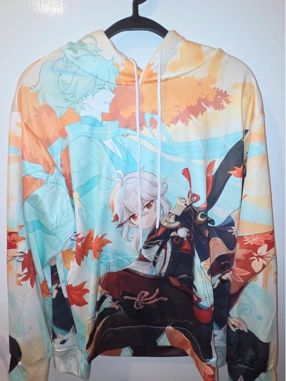 Anime hooded sweatshirt kangaroo pocket s